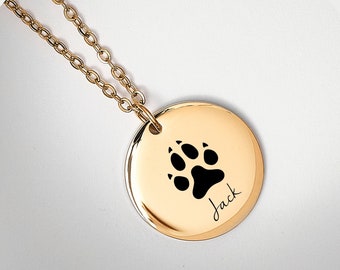 Personalized Pet necklace for Pet Lover Gift, Dog paw pendant with Pet name, Pet Memorial Gift Remembrance Jewelry Gift