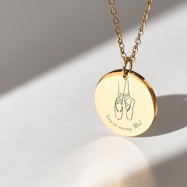 Personalized Dance necklace for girls, Ballet Necklace Gifts, 14K gold disc pendant Jewelry Dance Recital, Hobby necklace for woman