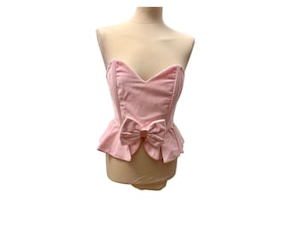 1980s Pink Velvet Bustier