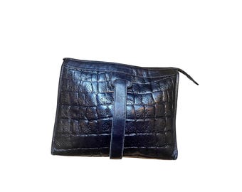 Gianfranco Ferre Bag, Black Leather Shoulder Purse, GFF Saddle Bag