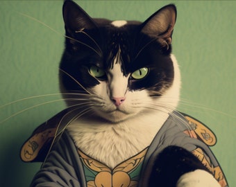 Samurai Custom Pet Portrait ze zdjęcia | Pobieranie cyfrowe