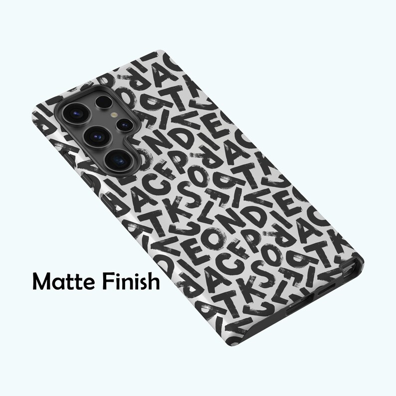 LETTER MAZE Samsung Case Black and White Typography Art Tough Phone