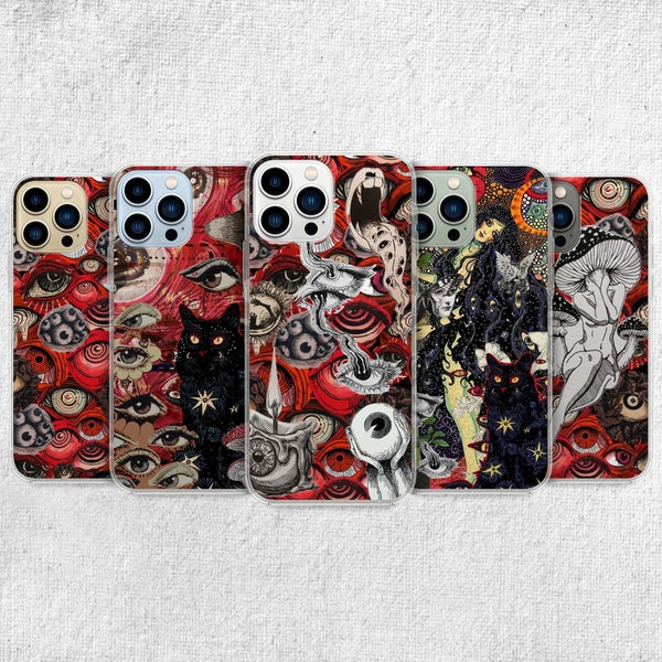 Creepy Eyes Phone Case - Horror Grunge Art Cover for iPhone 15 Pro Max, 14, 13, 12, 11, Xr, X, 8, 7 Plus, Samsung S23 Ultra, S22, S21, S20