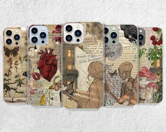 Book Lover Phone Case - Bookscrap Read Art Gift Cover for iPhone 15 Pro Max, 14, 13, 12, 11, Xr, X, 8, 7 Plus, Samsung S23 Ultra, S22, S21