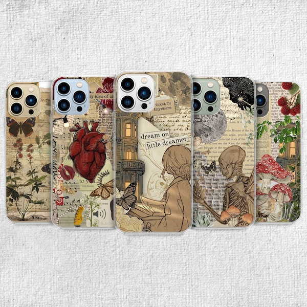 Book Lover Phone Case - Bookscrap Read Art Gift Cover for iPhone 15 Pro Max, 14, 13, 12, 11, Xr, X, 8, 7 Plus, Samsung S23 Ultra, S22, S21