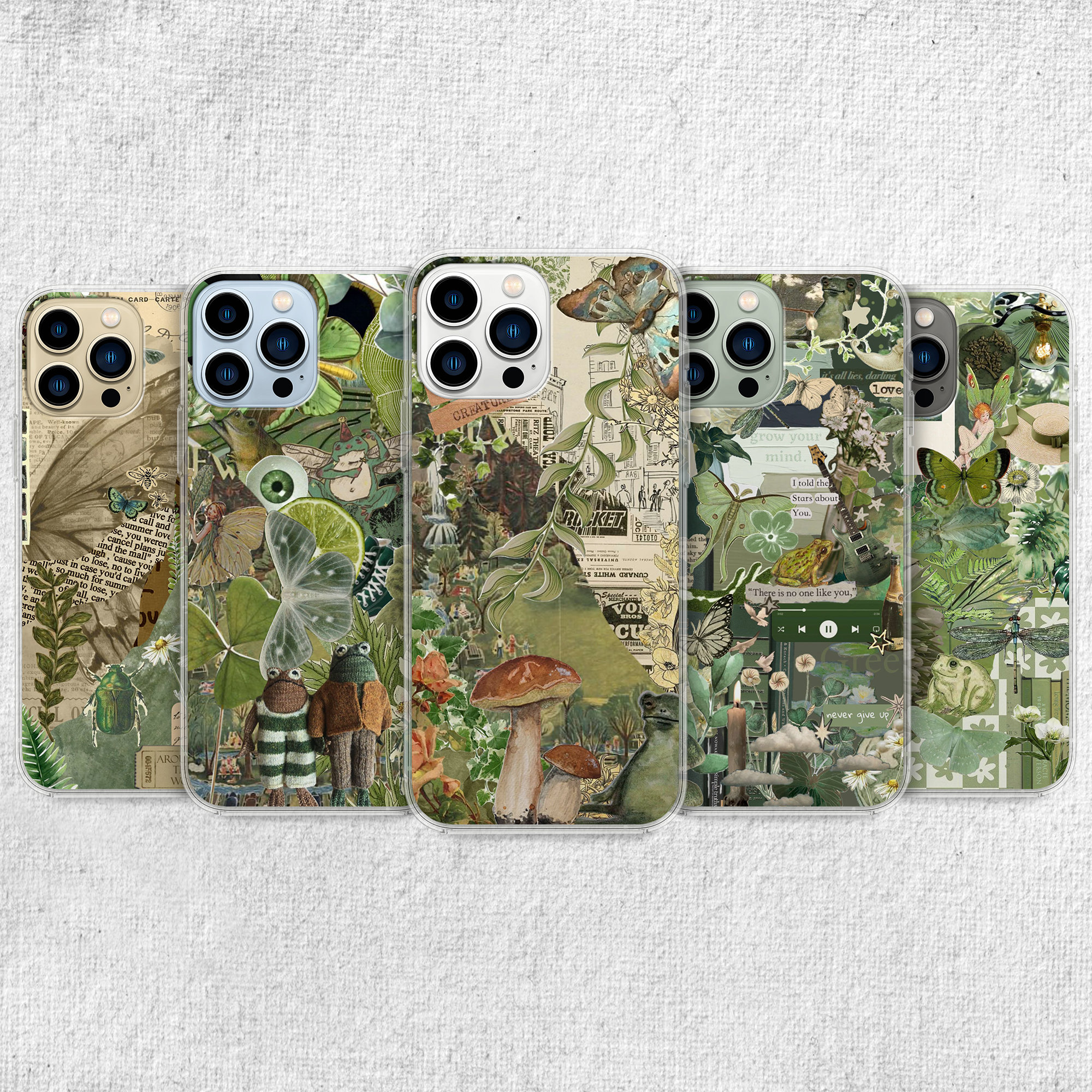 Green Aesthetic Phone Case - Mushroom Frog Cover for iPhone, Samsung and Google Pixel