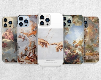 Michelangelo Phone Case - Creation of Adam Art fit for iPhone 15 Pro Max, 14, 13, 12, 11, Xr, X, 8, 7 Plus, Samsung S23 Ultra, S22, S21, S20