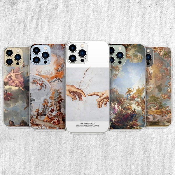 Michelangelo Phone Case - Creation of Adam Art fit for iPhone 15 Pro Max, 14, 13, 12, 11, Xr, X, 8, 7 Plus, Samsung S23 Ultra, S22, S21, S20