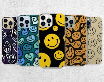 Retro Smiley Phone Case - Groovy Faces 80s Art fit for iPhone 14 Pro, 13, 12, 11, X, Xr 8+, 7 & Samsung S21, A50, A51, Huawei P20, P30 Pro