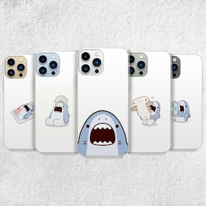 Cute Shark Phone Case Fish Seal Aesthetic Funny Art Cover Fit for iPhone 15  Pro Max, 14, 13, 12, 11 Plus, Samsung S23 Ultra, S22, S21, S20 