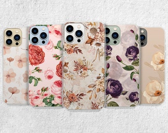 Vintage Floral Phone Case - Aesthetic Flower Roses Artwork fit for iPhone 15 Pro Max 14 13 12 11 Xr X 8 Plus Samsung S24 Ultra S23 S22