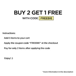 BUY 2 GET 1 FREE
Instructions:
Add 3 items to your cart
Apply the coupon code FREEBIE; at the checkout
Pay for only 2 items after applying the code
Casqus