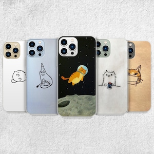 Funny Cat Phone Case - Space Fat Kitty Meme Art Cover fit for iPhone 16 Pro Max 15 14 13 12 11 Plus, Samsung S24 Ultra S23 S22 S21 S20