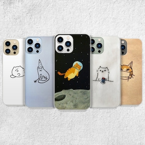 Cute Cartoon Animal Cat Clear Phone Case For iPhone 15 Pro Max 14 13 12 11  X XS XR 7 8 Plus Funny Transparent Soft Back Cover