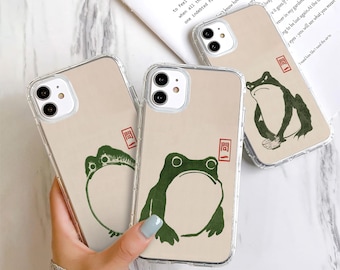 Japanese Frog Phone Case - Matsumoto Hoji Grumpy Toad Artwork fit for iPhone 16 Pro Max 15 14 13 12 11 Plus, Samsung S24 Ultra S23 S22 S21