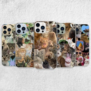 Funny Cat Phone Case - Cute Meme Kitty Cover for iPhone 16 Pro Max 15 14 13 12 11 Plus, Samsung S24 Ultra S23 S22 S21 S20 Note