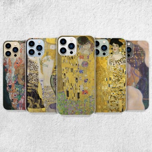 Gustav Klimt Paintings Phone Case -The Kiss Artwork Cover for iPhone 16 Pro Max 15 14 13 12 11 Plus, Samsung S24 Ultra S23 S22 S21 S20