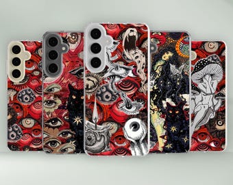 Creepy Eyes Phone case for Samsung - Horror Goth Grunge Art Cover for S25 Ultra S24 Plus S23 S22 S21 FE Galaxy Note 20 A55 A16 A15 A56 A14