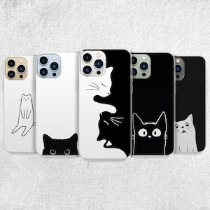 Funny Cat Phone Case - Aesthetic Kitty Art Meme Cover fit for iPhone 15 Pro Max, 14, 13, 12, 11, 8, 7 Plus, Samsung S23 Ultra, S22, S21, S20