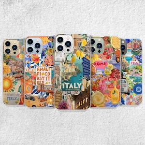 Italy Summer Phone Case - Amalfi Coast Trip Citrus Collage Case for iPhone 16 Pro Max 15 14 13 12 11 Plus, Samsung S24 Ultra S23 S22 S21 S20
