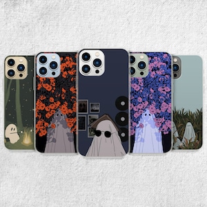 Ghost Phone Case - Aesthetic  Spooky Lonely Flower Art fit for iPhone 16 Pro Max 15 14 13 12 11 Plus, Samsung S24 Ultra S23 S22 S21 S20