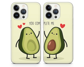 Cute Avocado Couple Matching Phone Case - Anniversary Gift fit for iPhone 16 Pro Max 15 14 13 12 11 Plus, Samsung S24 Ultra S23 S22 S21 S20