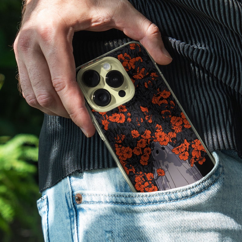 Ghost Phone Case - Aesthetic  Spooky Lonely Flower Art fit for iPhone, Samsung and Google Pixel