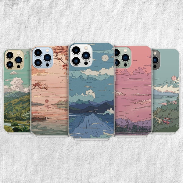 Aesthetic Anime Phone Case - Beautiful Japanese Art Cover fit for iPhone 15 Pro Max, 14, 13, 12, 11 Plus, Samsung S23 Ultra, S22, S21, S20