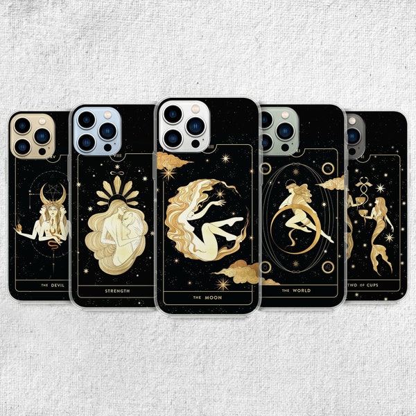 Tarot Card Phone Case - Gothic Witch Zodiac Cover for iPhone 15 Pro Max, 14, 13, 12, 11, Xr, X, 8, 7 Plus, Samsung S23 Ultra, S22, S21, S20