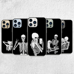 Skeleton Phone Case - Spooky Funny Horror Gothic Halloween Art for iPhone, Samsung and Google Pixel