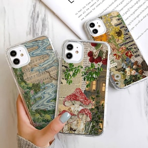 Cottagecore Phone Case - Mushroom Fairy Nature Artwork fit for iPhone 16 Pro Max 15 14 13 12 11 Plus, Samsung S25 Ultra S24 S23 S22 S21