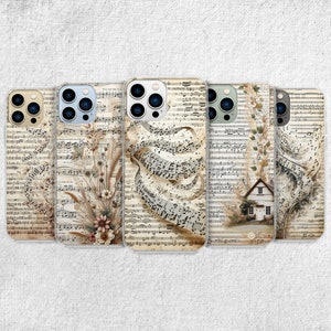 Music Note Phone Case - Aesthetic Song Flower Art Gift Cover for iPhone 16 Pro Max 15 14 13 12 11 Plus, Samsung S24 Ultra S23 S22 S21 S20