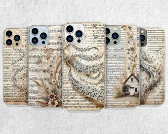 Music Note Phone Case - Aesthetic Song Symbols Flower Art Gift Cover for iPhone 15 Pro Max 14 13 12 11 Xr X 8 7 Plus Samsung S23 Ultra S22