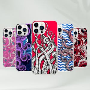 Sea Octopus Phone Case - Tentacle Kraken Ocean Art Gift Cover for iPhone 16 Pro Max 15 14 13 12 11 Plus, Samsung S25 Ultra S24 S23 S22