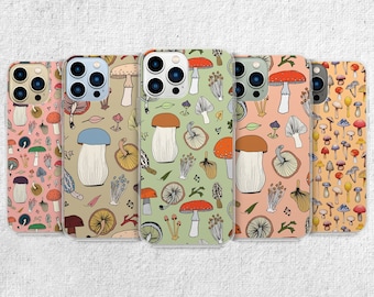 Mushroom Phone Case - Nature Pattern Art Cover fit for iPhone, Samsung and Google Pixel