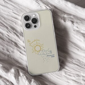 iPhone 15 Pro Max 14 Plus 13 12 11 clear case with Taylor Swift aesthetic design on it, there are total of five phone cover options to choose from. Music Song lyrics, Midnights, Folklore, pastel, evermore, 1989 cover artworks are depicted.