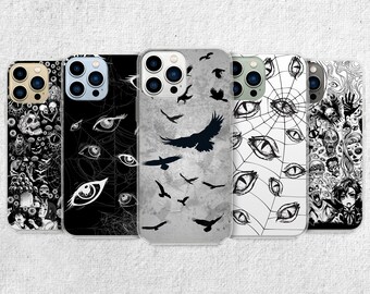 Weird Gore Phone Case - Dark Raven Eyeball, Horror Macabre Gift for iPhone, Samsung and Google Pixel