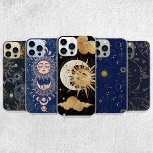 Moon Celestial Phone Case - Aesthetic Astrology Cover for iPhone 16 Pro Max 15 14 13 12 11 Plus, Samsung S24 Ultra S23 S22 S21 S20