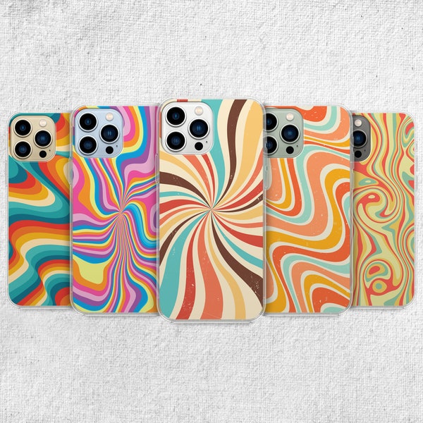 Groovy Y2K Phone Case - Swirl Print Retro Chic Art Cover fit for iPhone 15 Pro Max 14 13 12 11 Plus Samsung S24 Ultra S23 S22 S21