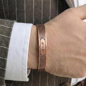 Bracciale rigido in rame puro, gioiello curativo personalizzato con incisione.