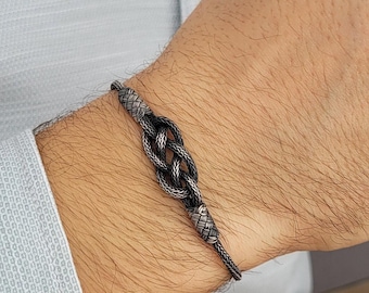 Celtic Knot Bracelet • Knitted Viking Bracelet • 999 Silver