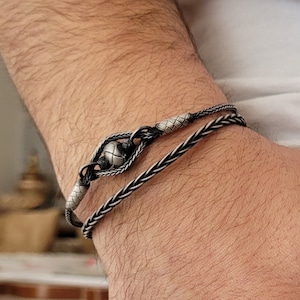 Ball Cage Bracelet • Sterling Silver Men&#39;s Bracelet • Kazaziye Jewelry • Handmade Woven Bracelet • Braided Bracelet • Fine Silver Bracelet