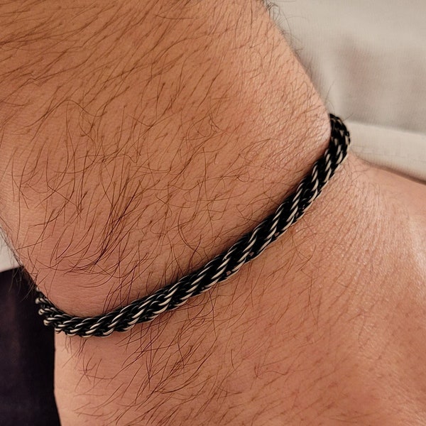 Oxidized Snake Chain • Chain Bracelet • Unique Dad Gift • Men's Silver Bracelet • Weave Bracelet • 999 Silver Chain • Father's Day Gift