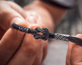 Silver Knitted Bracelet • Infinity Bracelet • Braided Chain • Men's Jewelry • Unique Men Gift • Celtic Man Bracelet • Vikings Lover Gift