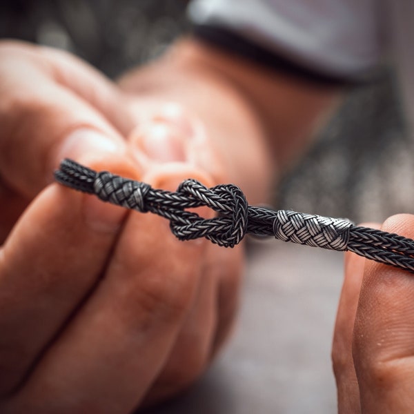 Silver Knitted Bracelet • Infinity Bracelet • Braided Chain • Men's Jewelry • Unique Men Gift • Celtic Man Bracelet • Vikings Lover Gift