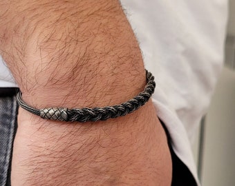 999 zilveren Vikingen armband • Handgemaakte Keltische armband • Gevlochten zilveren sieraden • Oxideren mannen armband • Weefarmband • Cadeau voor vriend