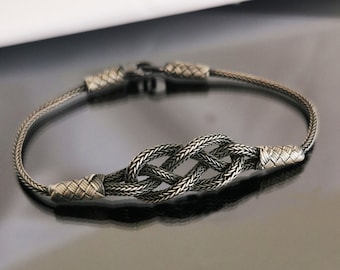 Celtic Knot Bracelet • Knitted Men's Bracelet • Oxidized Silver Bracelet • Vikings Bracelet • Hand Braided Bracelet • Elegant Man Jewelry