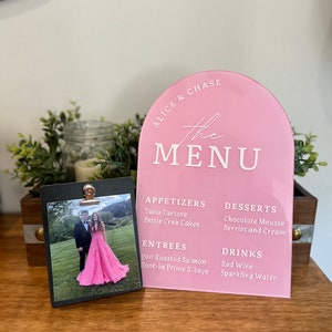 Enseigne de menu de décoration de table en acrylique personnalisée pour mariage et événement