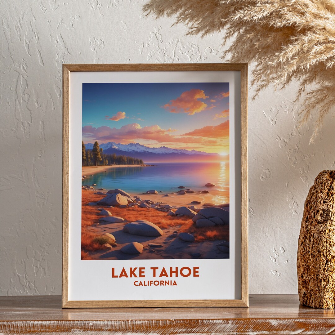 Lake Tahoe Travel Print Wall Art Lake Tahoe Wall Home Décor Etsy