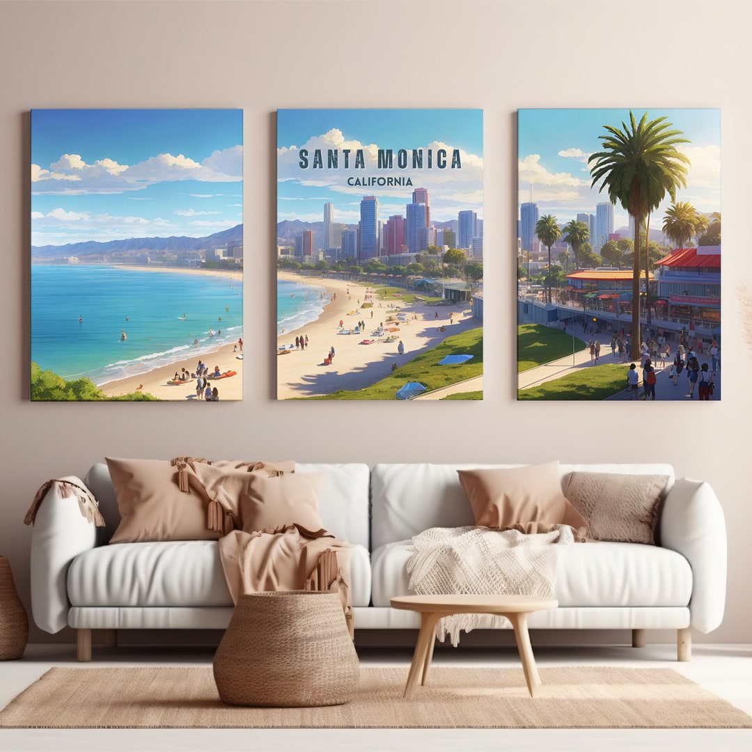 Santa Monica Travel Print Wall Art Santa Monica Wall Home Etsy 日本